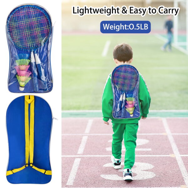 Children's Badminton Training Set with Rackets, Shuttlecocks, and Backpack - Image 2