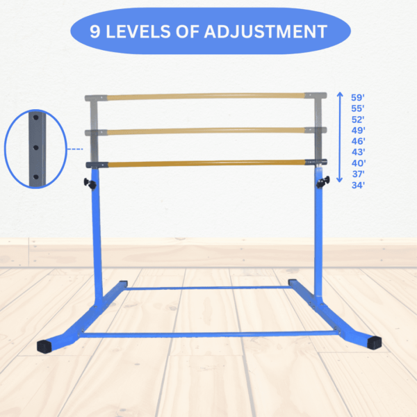 Professional Home Gymnastics Bar Adjustable Height 5 FT with Curved Base