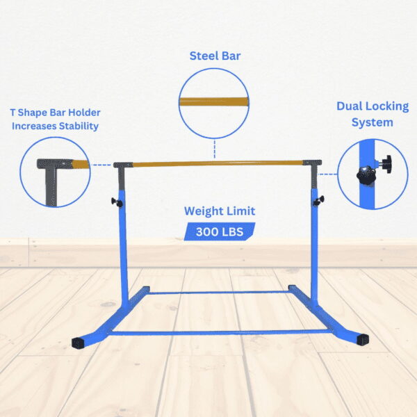 Professional Home Gymnastics Bar Adjustable Height 5 FT with Curved Base - Image 3