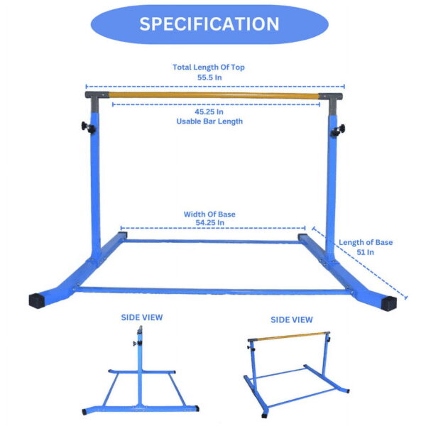 Professional Home Gymnastics Bar Adjustable Height 5 FT with Curved Base - Image 5