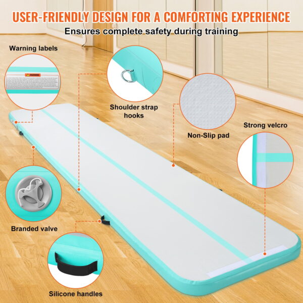 SKYSHALO Inflatable Tumbling Mat, 4-inch Thick Gymnastics Exercise Pad with Electric Air Pump, 16ft - Image 3