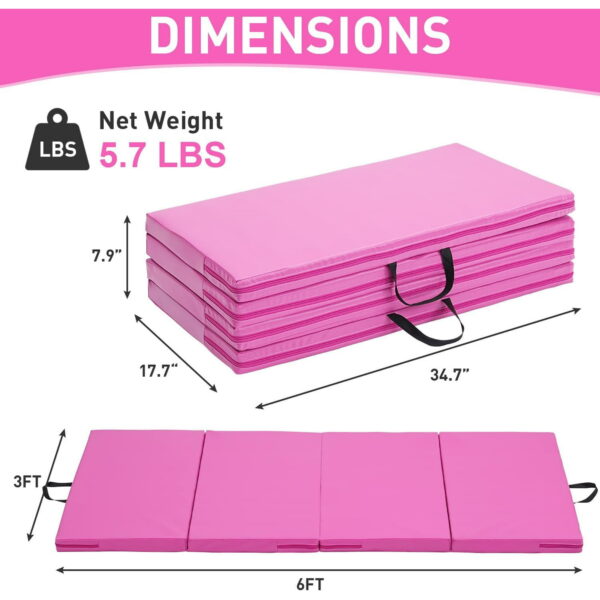 Gymnastics Mat, 3'x6'x2''/ 4'x8'x2'' Thick Folding Kids' Gymnastic Tumbling Mat with Carrying Handles for Home Gym Exercise & Play - Image 4