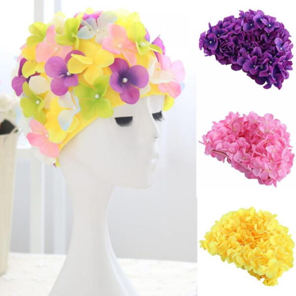 Floral Elegance Women's Retro Swim Cap - Image 3
